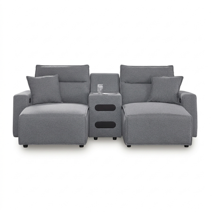 Maverick 3-Piece Dual Power Reclining Sectional with Double Chaise and Audio Console