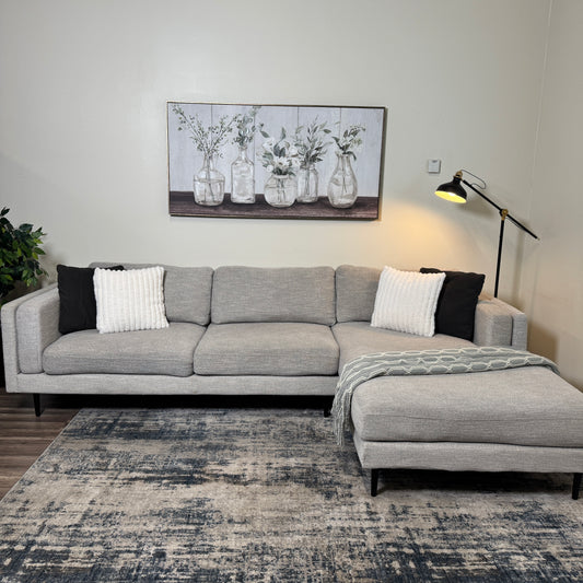 Light Gray Sectional with Wide Chaise
