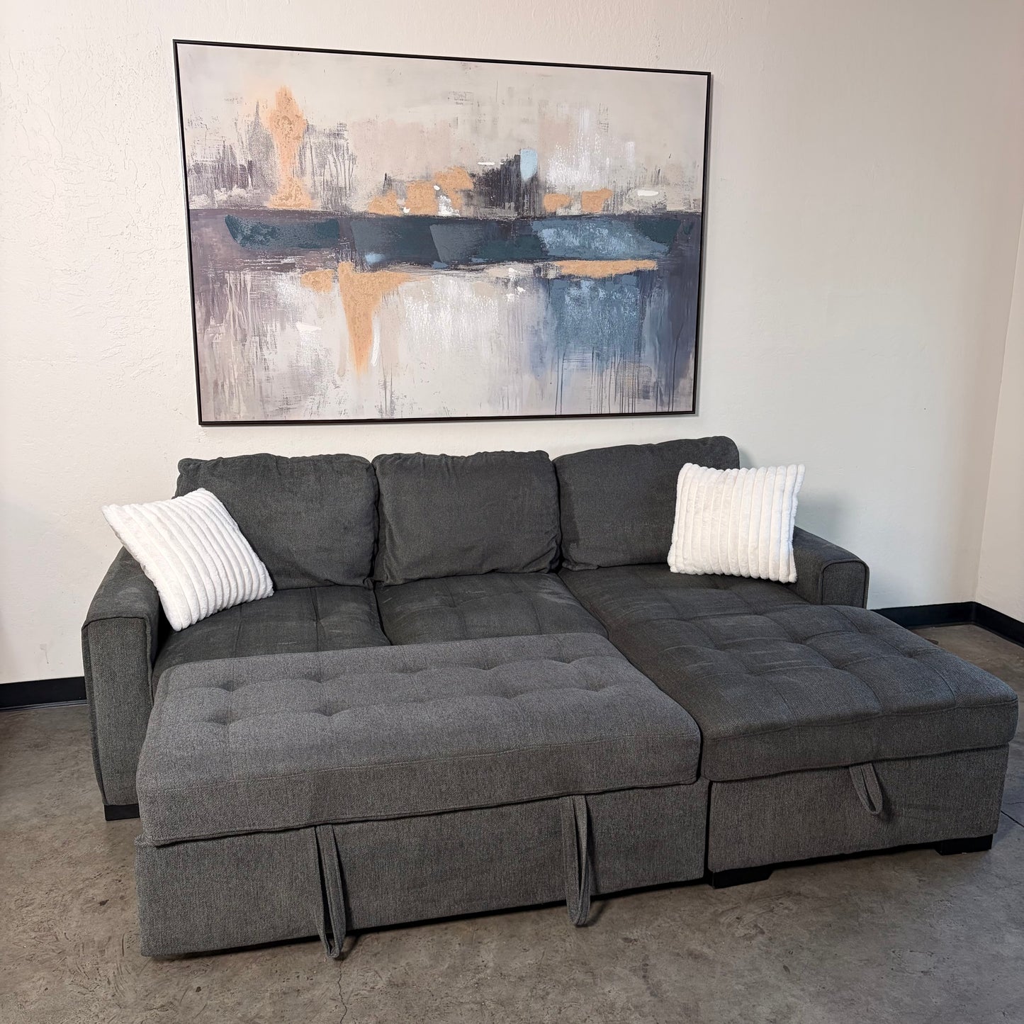 Thomasville Gray Sectional with Sleeper and Storage