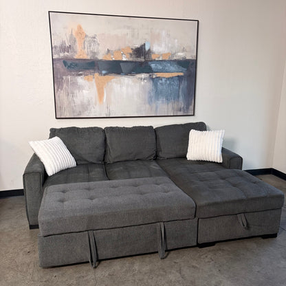 Thomasville Gray Sectional with Sleeper and Storage