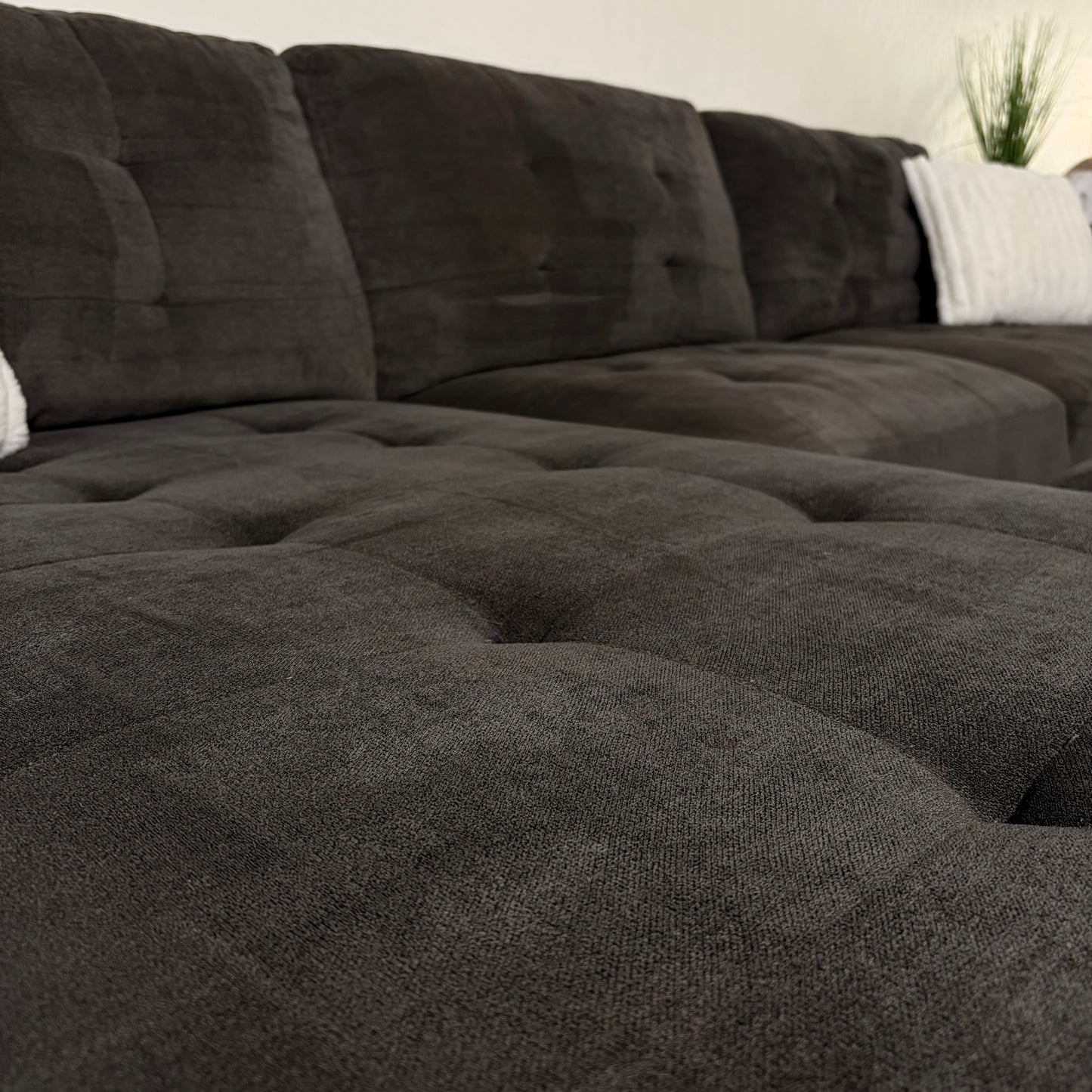 Gray Sectional with Storage Ottoman