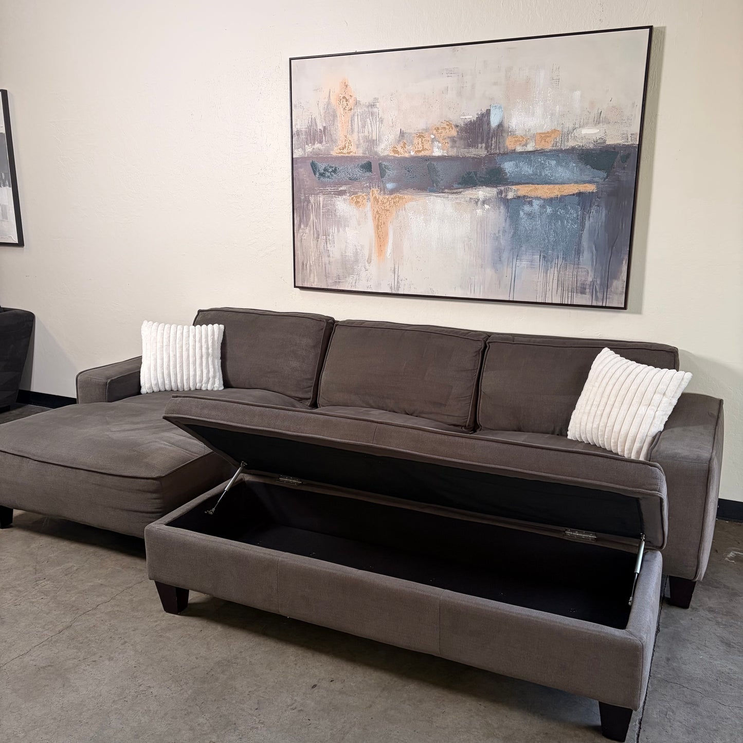 Gray Sectional with Ottoman Storage