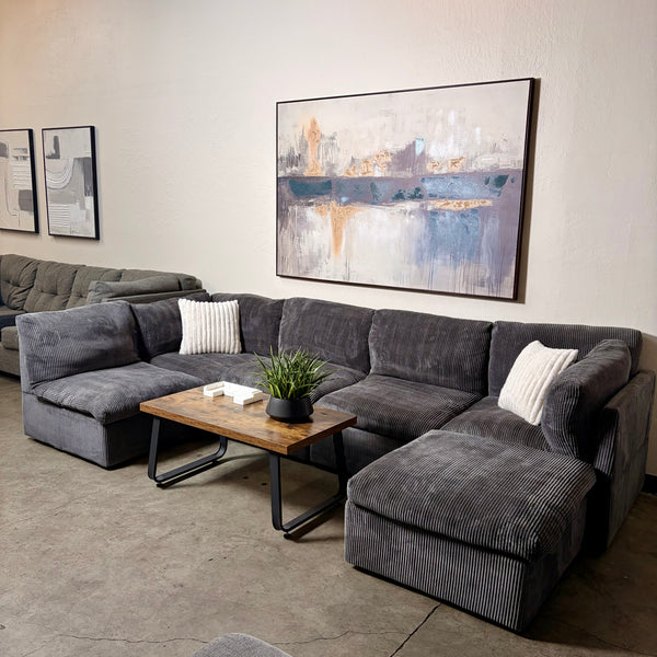 Gray Corduroy Modular Sectional