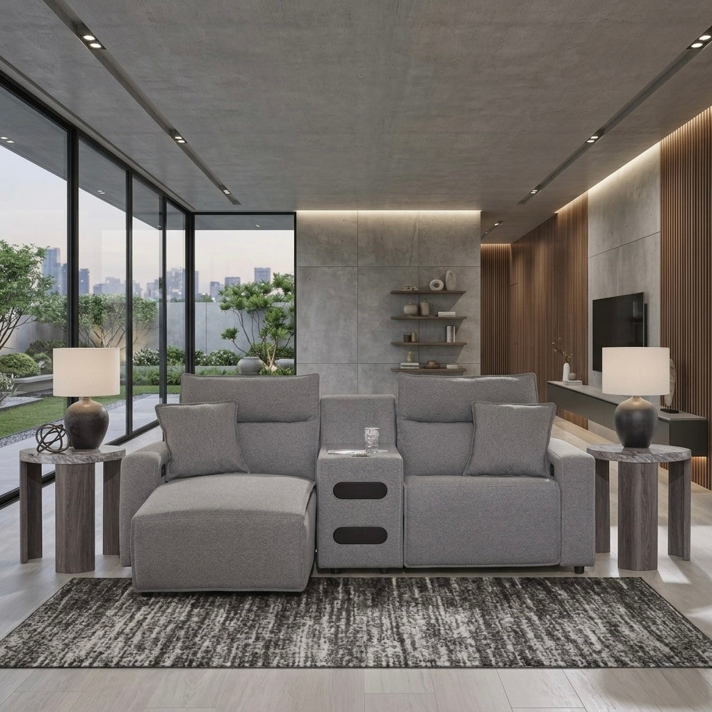 Maverick 3-Piece Dual Power Reclining Sectional with Chaise and Audio Console