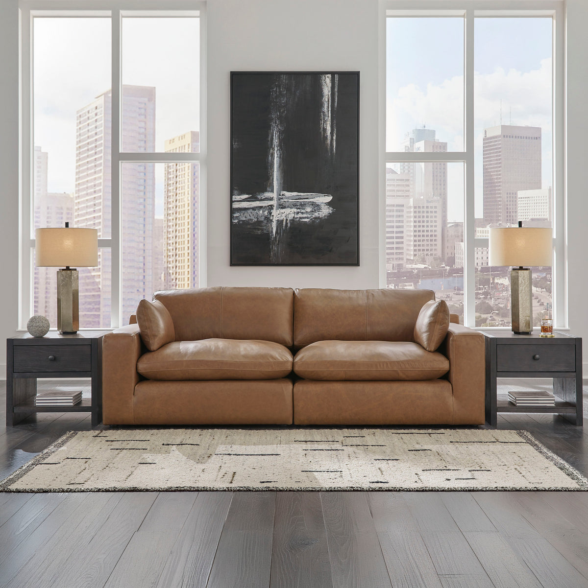 Belvedere 2-Piece Leather Modular Loveseat