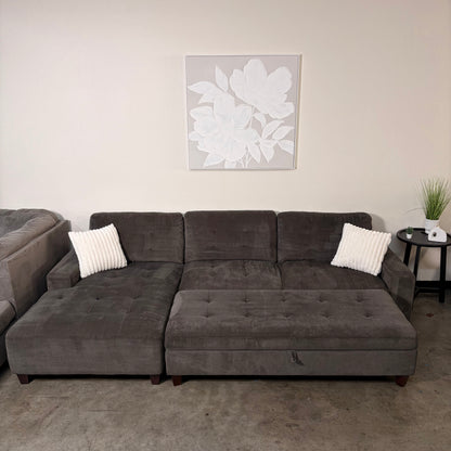 Gray Sectional with Storage Ottoman