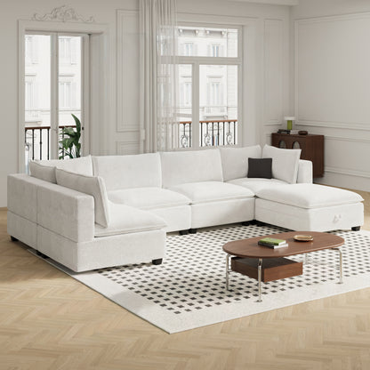 New In Box Cloud Boucle Modular Sectional - 6 Piece