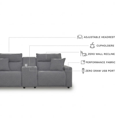 Maverick 3-Piece Dual Power Reclining Sectional with Double Chaise and Audio Console