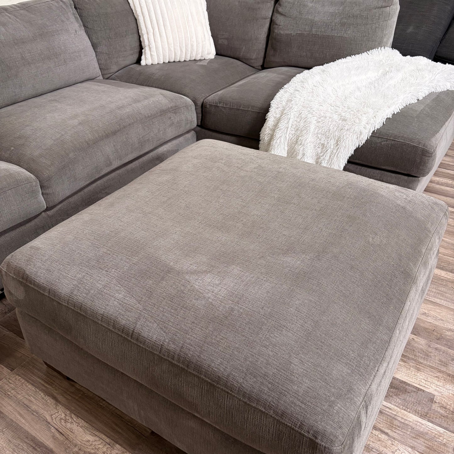 Gray Thomasville Sectional with Ottoman