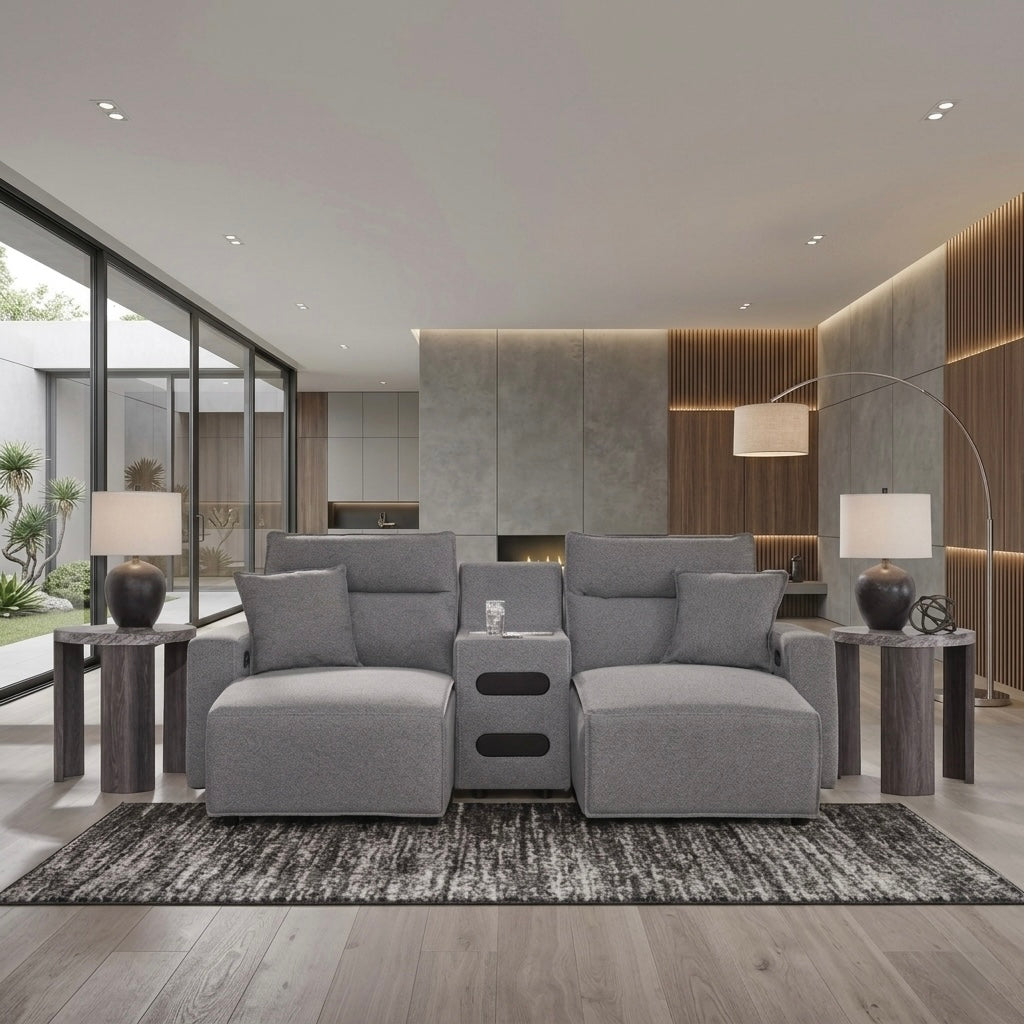 Maverick 3-Piece Dual Power Reclining Sectional with Double Chaise and Audio Console