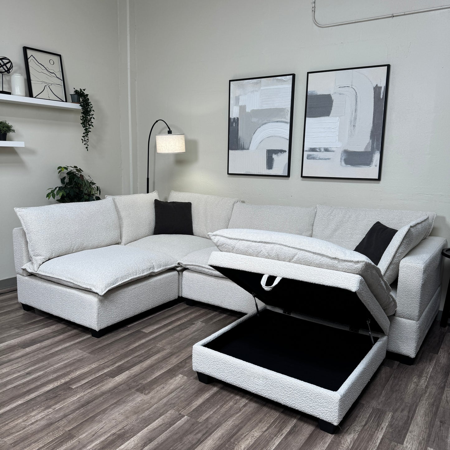 New In Box Cloud Boucle Modular Sectional - 5 Piece