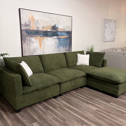 Sonoma Cloud 4-Piece Modular Sectional - Olive Green