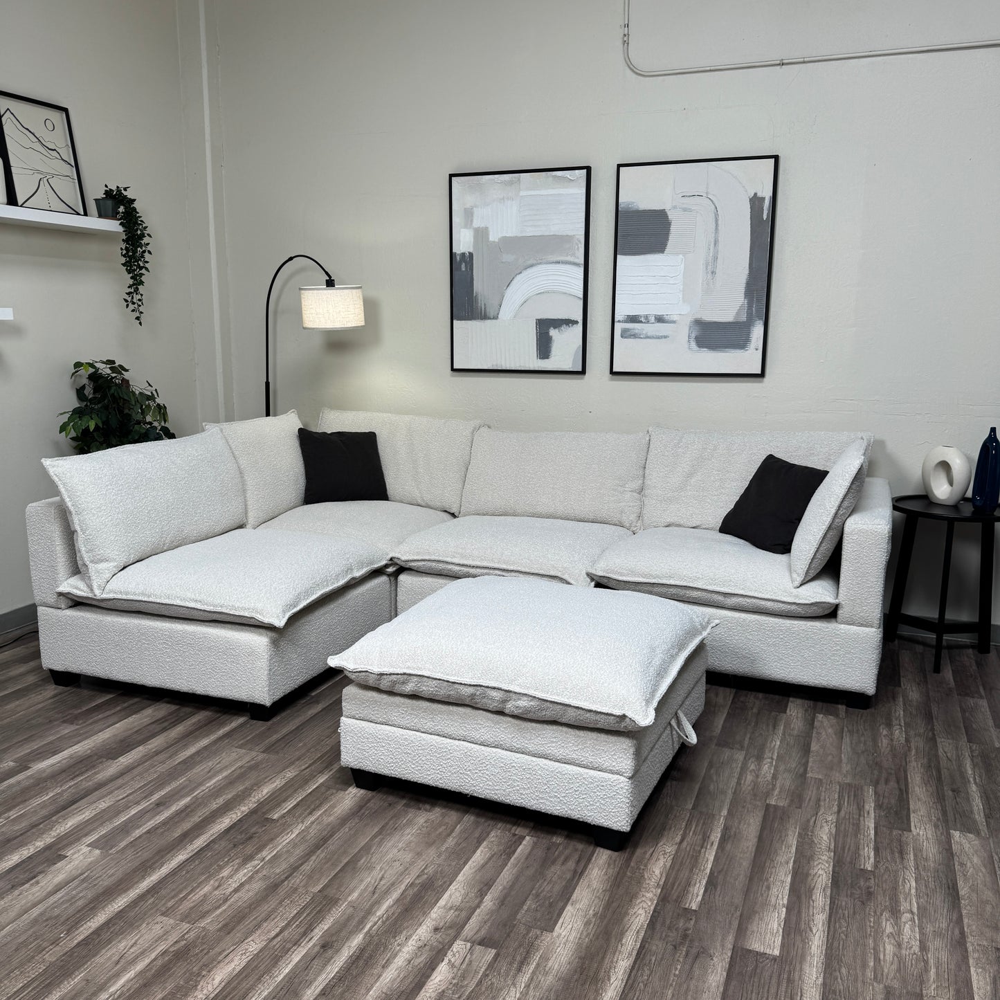New In Box Cloud Boucle Modular Sectional - 5 Piece
