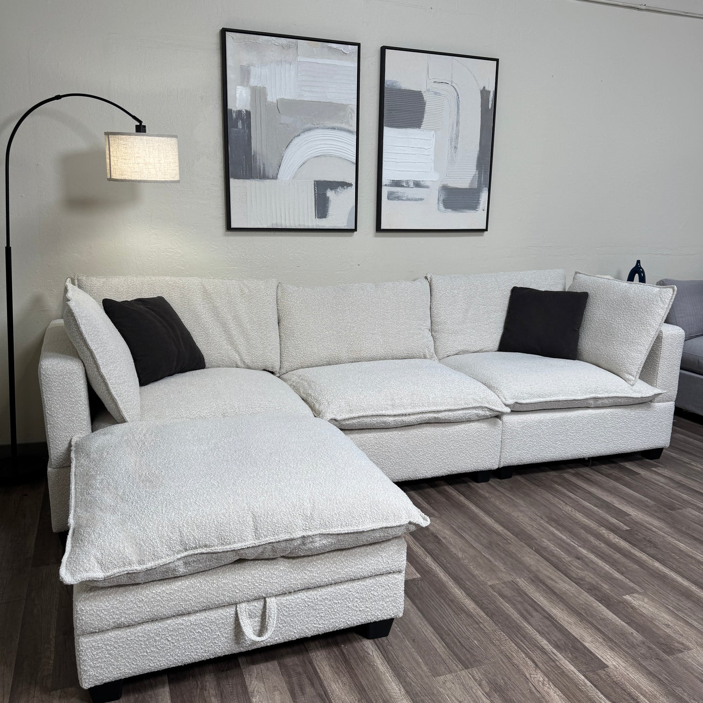 New In Box Cloud Boucle Modular Sectional - 4 Piece
