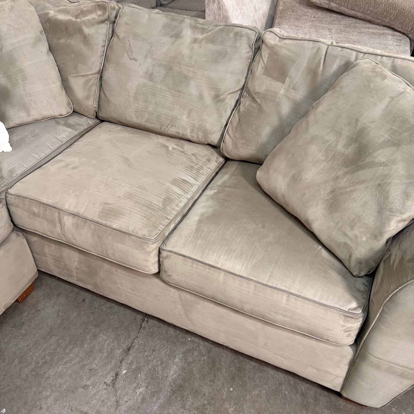 Tan Microfiber U Shaped Sectional