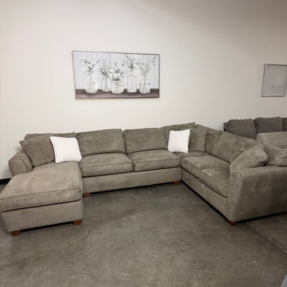 Tan Microfiber U Shaped Sectional