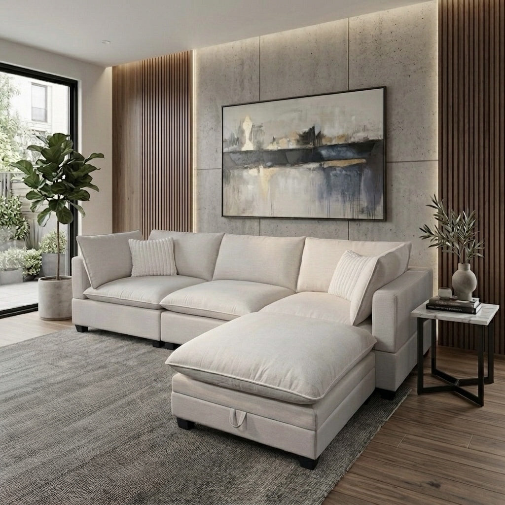 Sonoma Cloud 4-Piece Modular Sectional - Linen Sand
