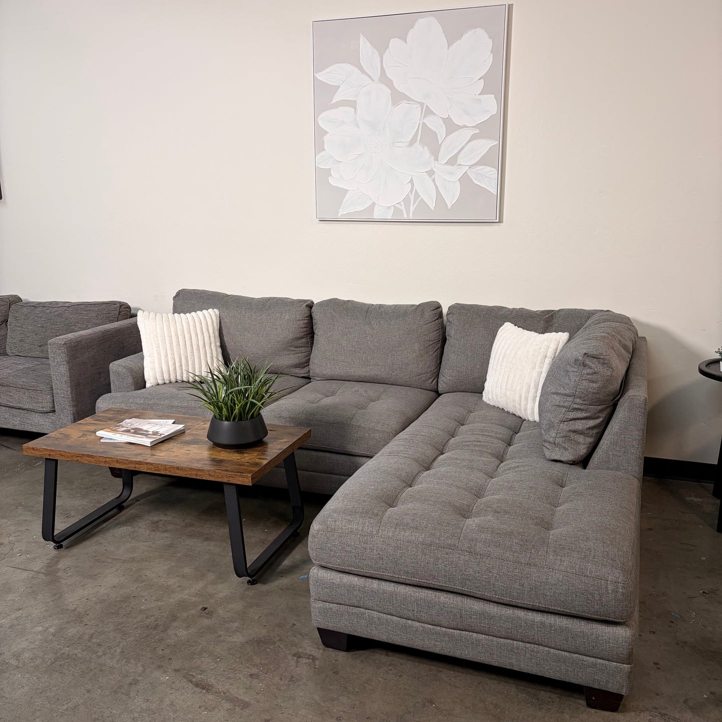Gray Sectional with Right Facing Chaise