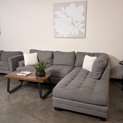 Gray Sectional with Right Facing Chaise