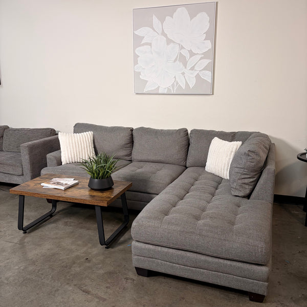 Gray Sectional with Right Facing Chaise