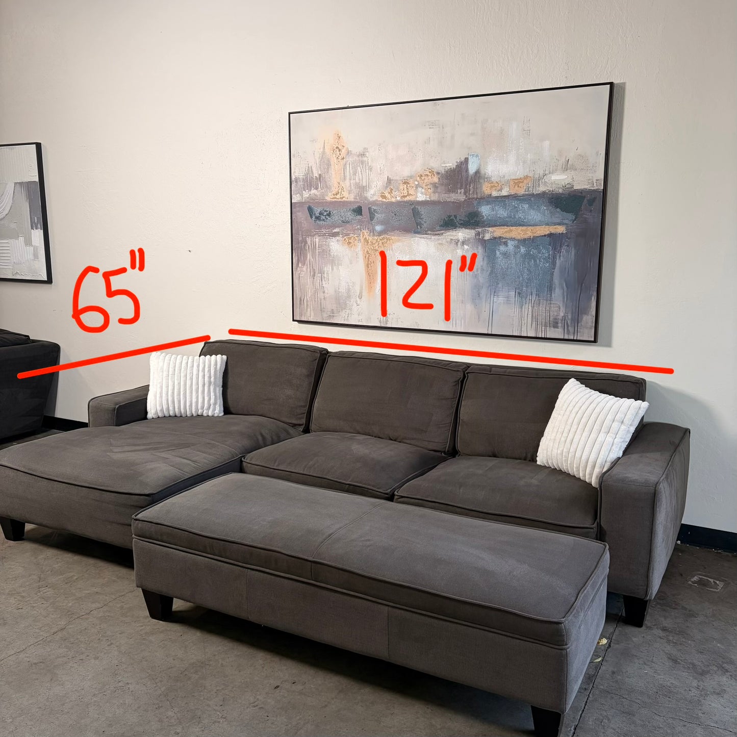 Gray Sectional with Ottoman Storage