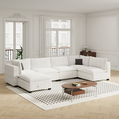 New In Box Cloud Boucle Modular Sectional - 6 Piece