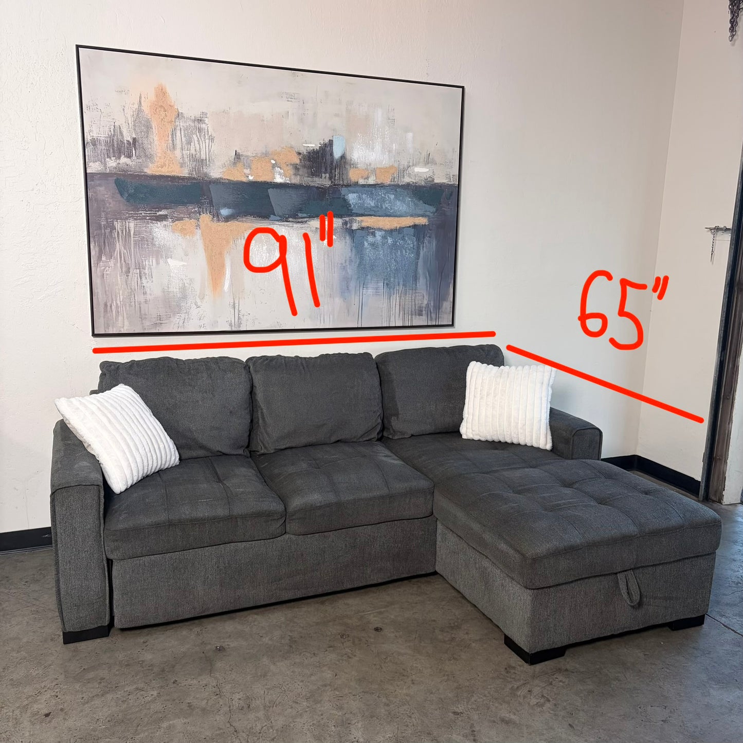 Thomasville Gray Sectional with Sleeper and Storage