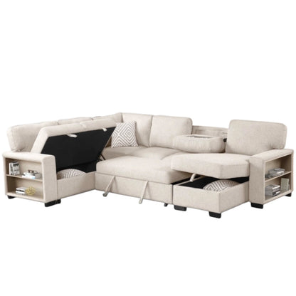 Atlantic Beige Sectional Sleeper with Storage