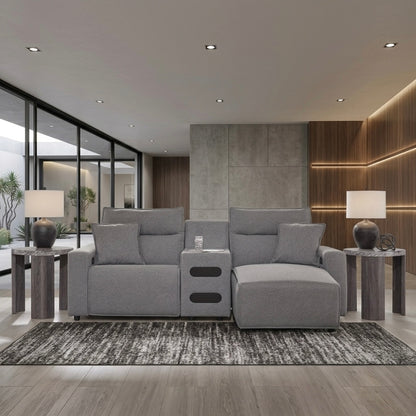 Maverick 3-Piece Dual Power Reclining Sectional with Chaise and Audio Console