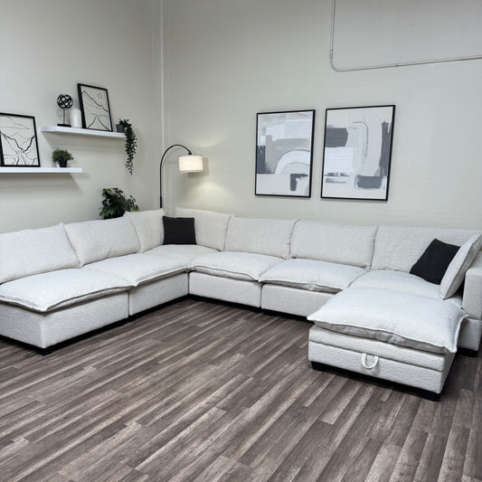New In Box Cloud Boucle Modular Sectional - 7 Piece
