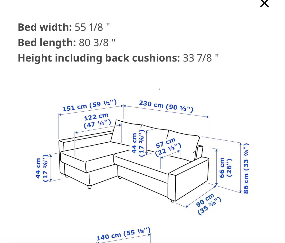 Gray IKEA Sectional Couch with Sleeper and Storage