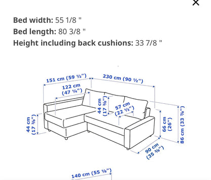Gray IKEA Sectional Couch with Sleeper and Storage