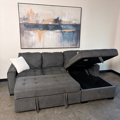 Thomasville Gray Sectional with Sleeper and Storage