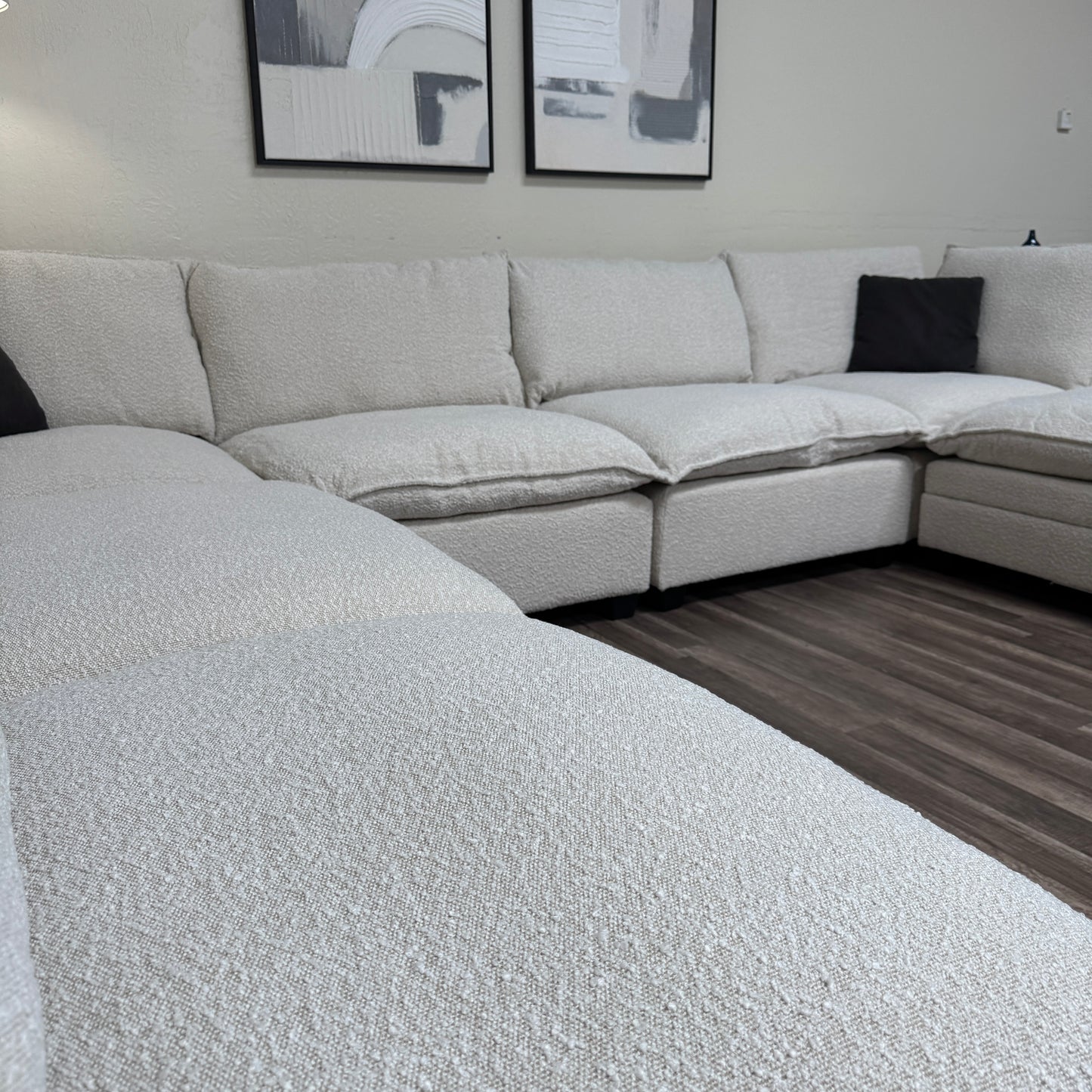 New In Box Cloud Boucle Modular Sectional - 7 Piece