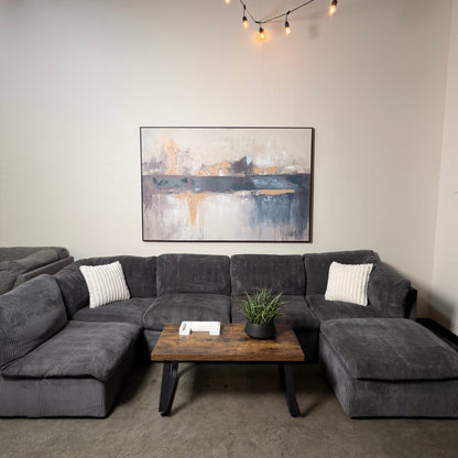 Gray Corduroy Modular Sectional