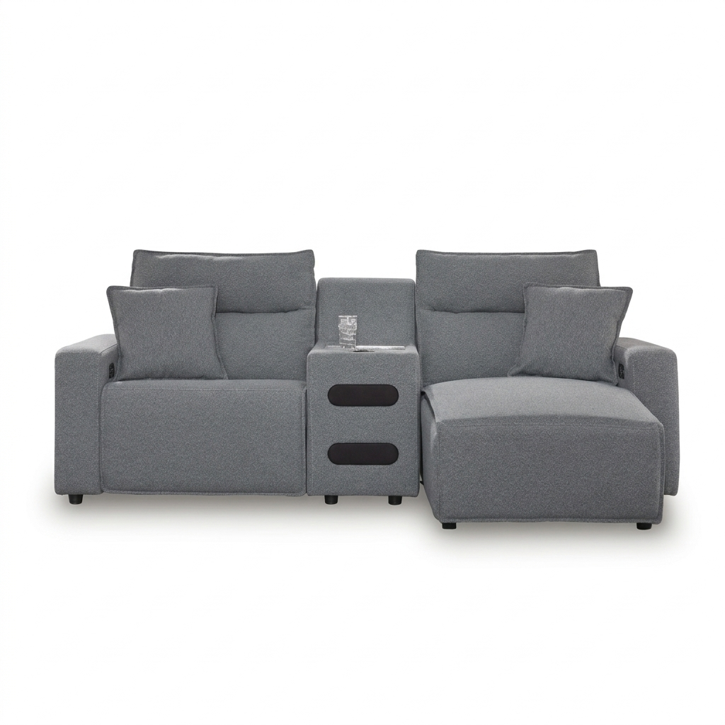Maverick 3-Piece Dual Power Reclining Sectional with Chaise and Audio Console