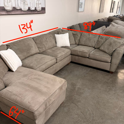 Tan Microfiber U Shaped Sectional