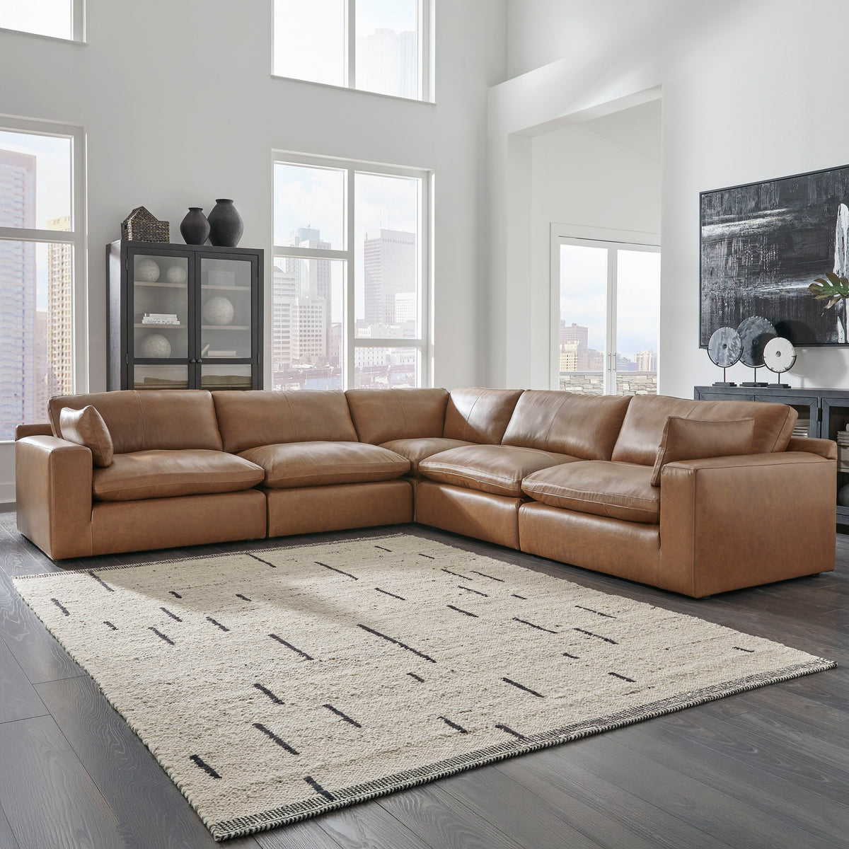 Belvedere 5-Piece Leather Modular Sectional