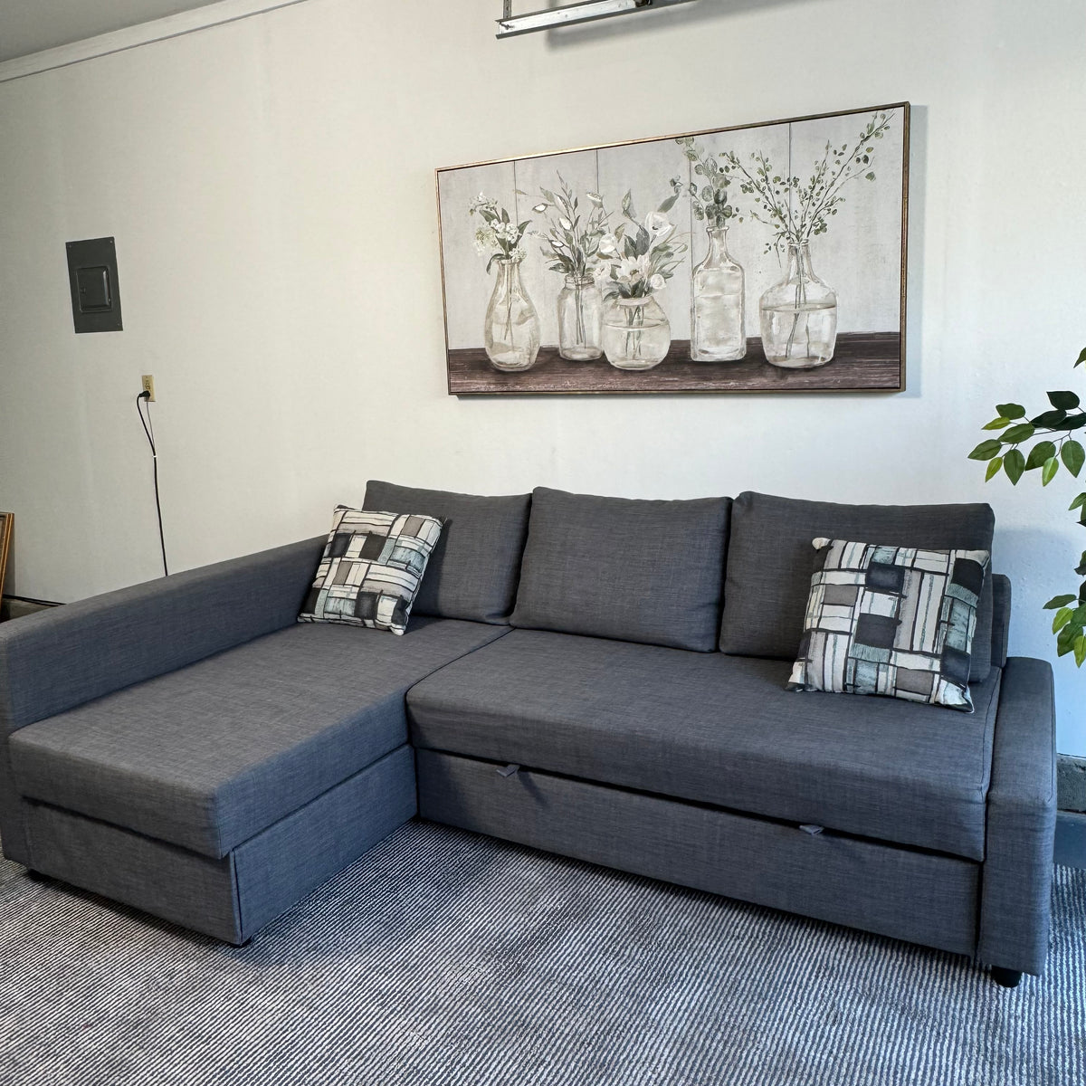 Ikea Friheten Gray Sleeper Sectional with Storage