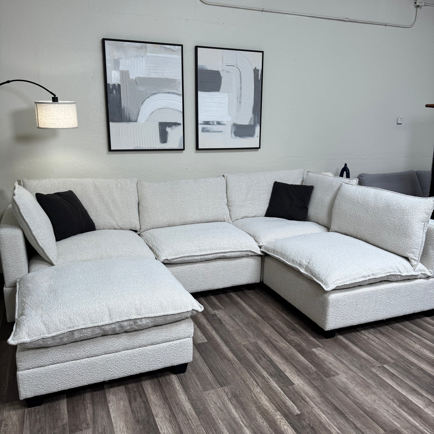 New In Box Cloud Boucle Modular Sectional - 5 Piece