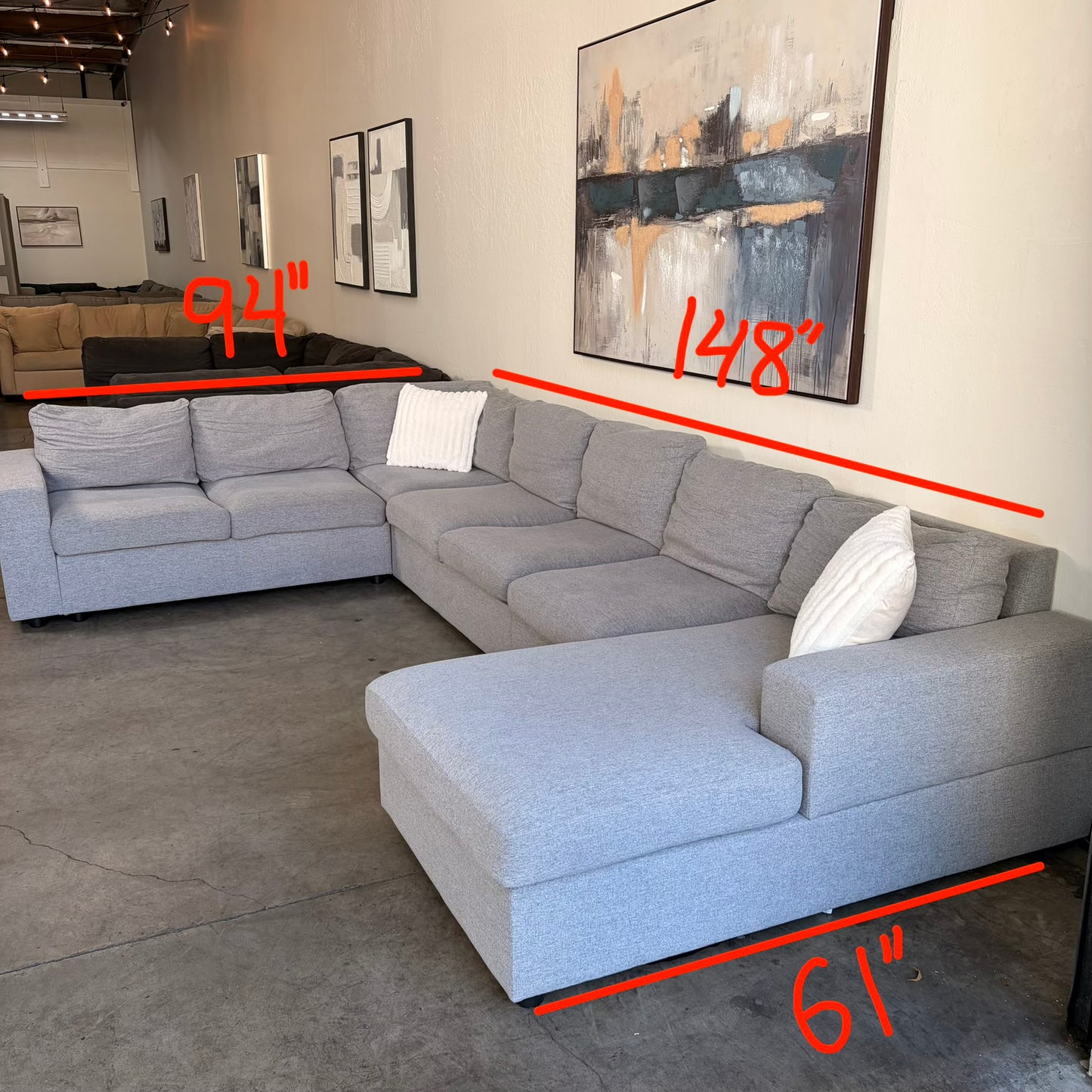 Oversized Gray U Shaped Sectional
