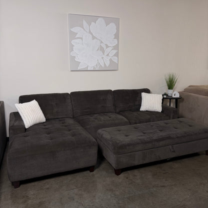 Gray Sectional with Storage Ottoman