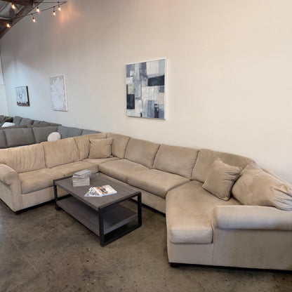 Mocha Beige 3 Piece Oversized U-Shaped Sectional