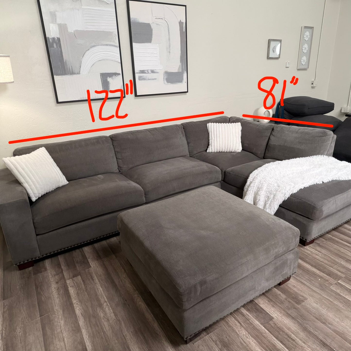 Gray Thomasville Sectional with Ottoman