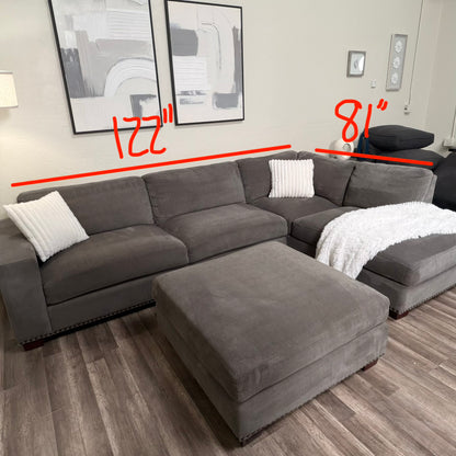 Gray Thomasville Sectional with Ottoman