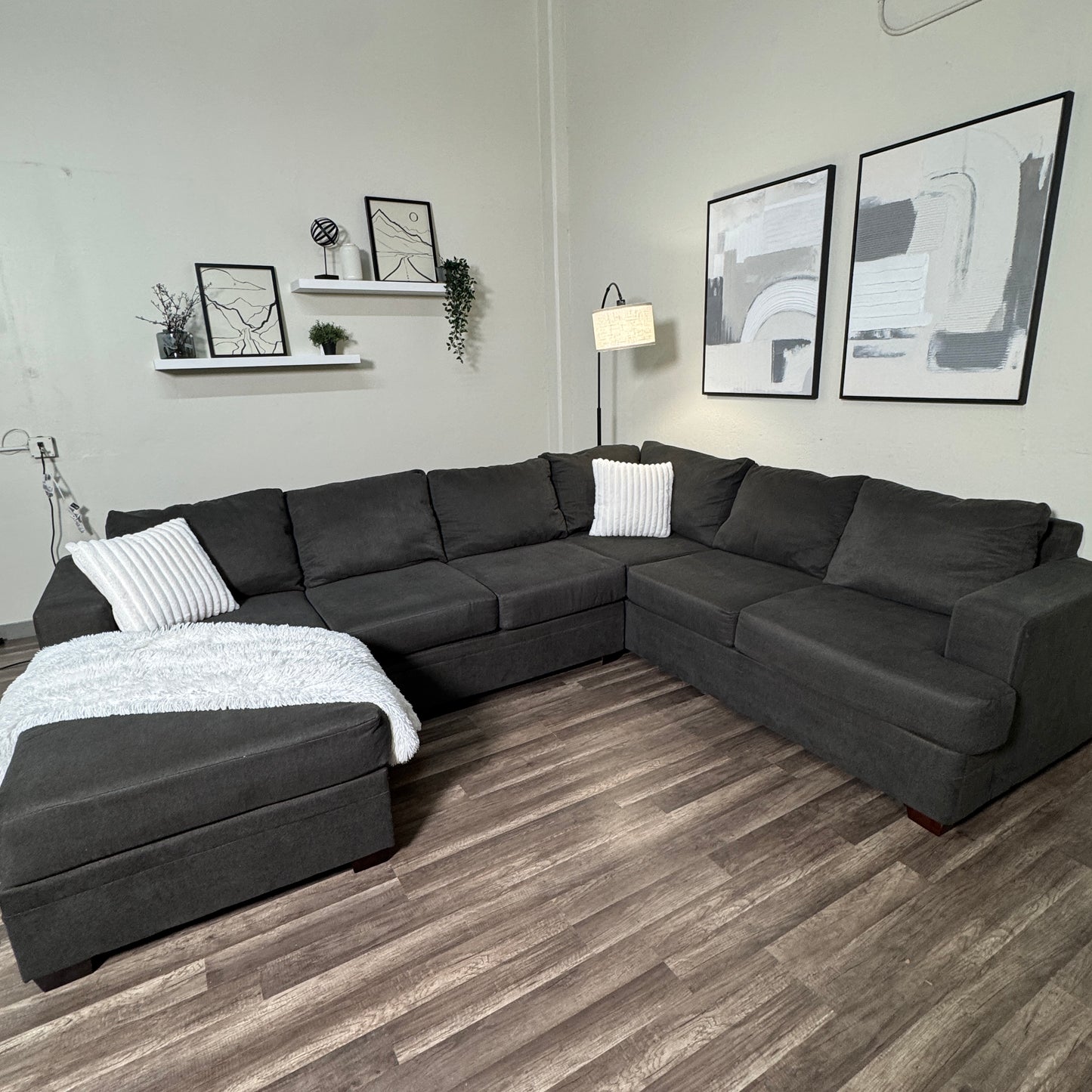 Living Spaces Dark Gray U Shaped Sectional