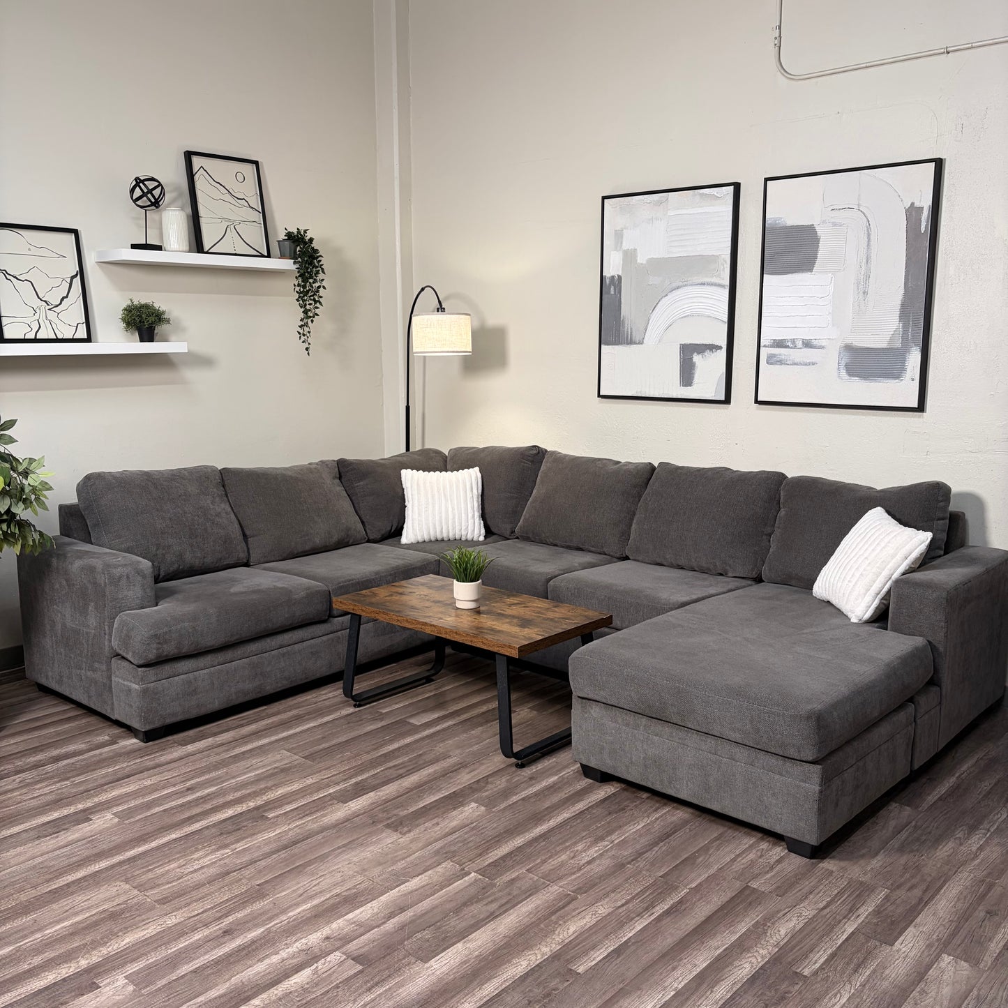 Living Spaces Gray U Shaped Sectional