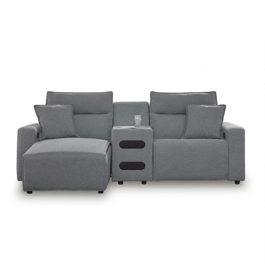 Maverick 3-Piece Dual Power Reclining Sectional with Chaise and Audio Console