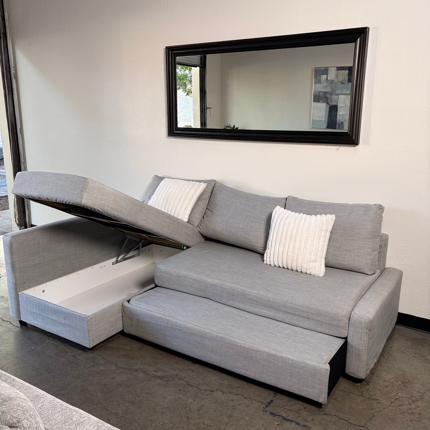 Ikea Friheten Light Gray Sectional with Sleeper and Storage