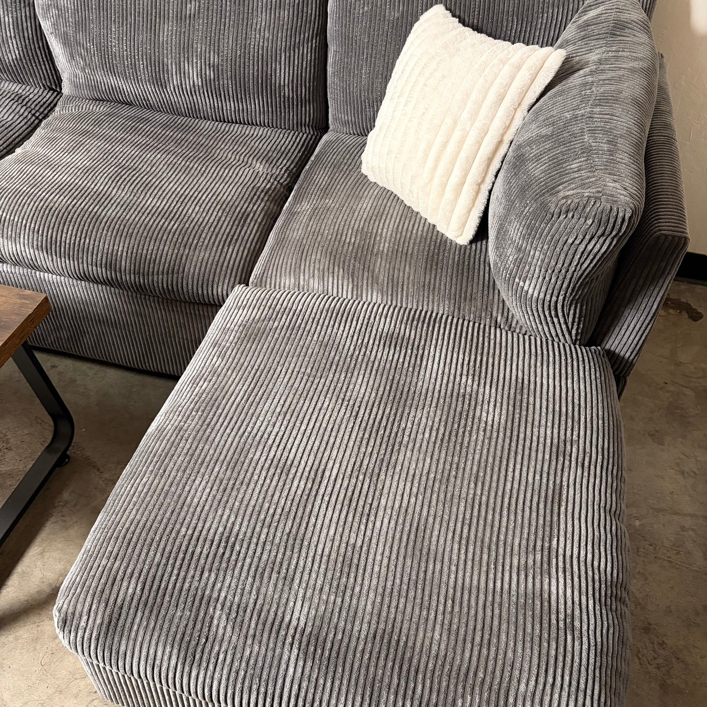 Gray Corduroy Modular Sectional
